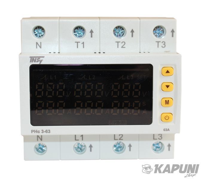 Реле TechnoSystems РНс3-63 3ф 63А 5мод. 3&times;230/400В контроль напряжения и тока TNSy5506355 TNSy5506355 фото