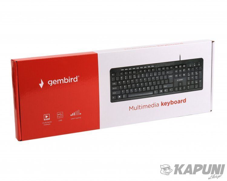 Клавіатура дротова мультимедійна, USB, чорний Gembird KB-UM-106-UA KB-UM-106-UA фото