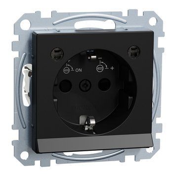 Розетка с заземлением со шторками с местом для маркировки и подсветкой 16А Schneider Electric Merten System M черный матовый (MEG2304-0403) MEG2304-0403 фото
