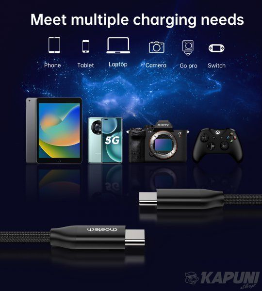 Кабель USB 2.0, 240w, C-тато/C-тато, 2 м, преміум, XCC-1036-BK XCC-1036-BK фото
