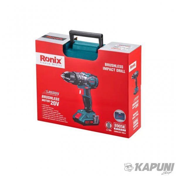 Дрель-шуруповерт ударная аккумуляторная 20В, 2Ач х 2 Ronix 8905K 8905K фото