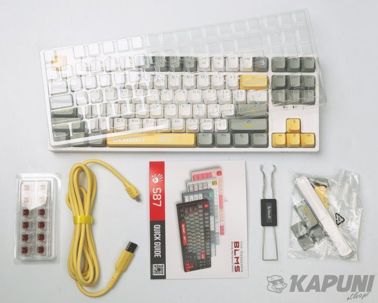 Клавіатура Bloody механічна ігрова, USB, RGB підсвічування, BLMS TKL Switch S87 (Energy White) S87 (Energy White) фото