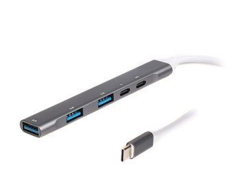 Хаб Maxxter USB 3.0 Type-С на 4 порта, 1xUSB-A 3.0, 2xUSB-A 2.0, 1xUSB-C (PD100W charging), 1хUSB-C HU3C-4P1PD-01 HU3C-4P1PD-01 фото
