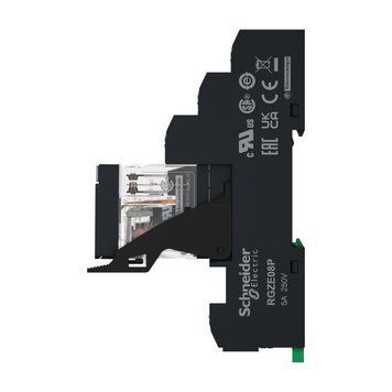 Предварительно собранное электромеханическое реле Harmony RXG с Push-in клеммами, 5A, 2CO, с LED, без блокировочной тестовой кнопки, 230В переменного тока Schneider Electric RXG23P7PVP фото