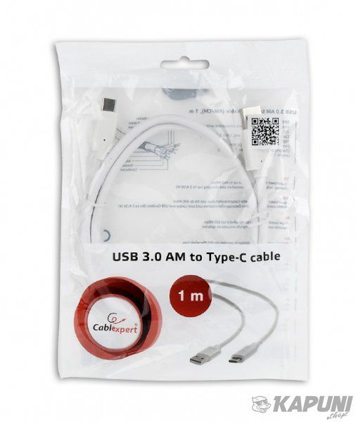 Кабель USB 3.0 A-тато/C-тато, 1.0 м, преміум, CCP-USB3-AMCM-1M-W CCP-USB3-AMCM-1M-W фото