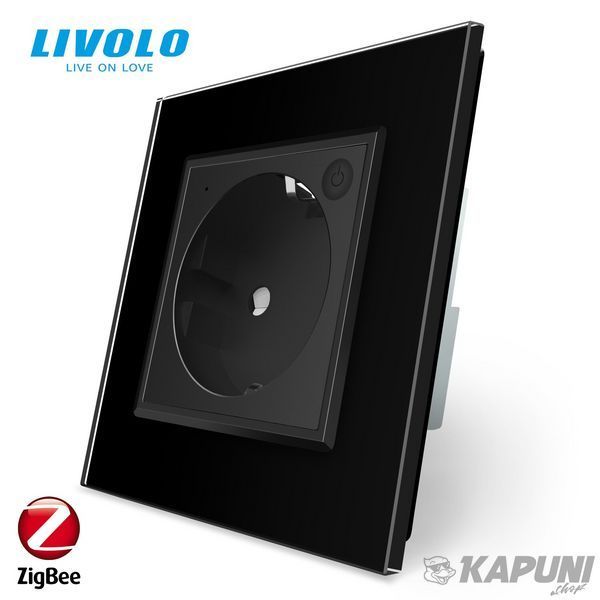 Умная розетка ZigBee с заземлением Livolo черный (704000812) 704000812 фото