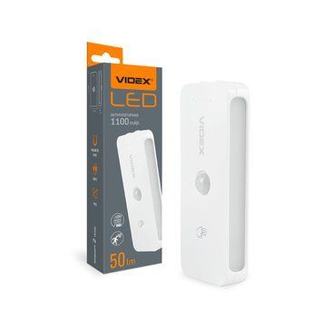 LED Світильник акумуляторний з датчиком руху VIDEX, 50 Lm, 3000/4500/6500K, Li-pol 3.7V 1100mAh вбудований VL-NL053W-S 28222 фото
