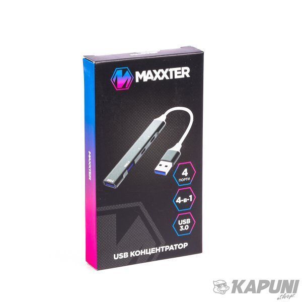 Хаб Maxxter USB 3.0 Type-A на 4 порти (1xUSB-A 3.0, 1xUSB-A 2.0, 2xUSB-C) HU3A-4P-03 HU3A-4P-03 фото