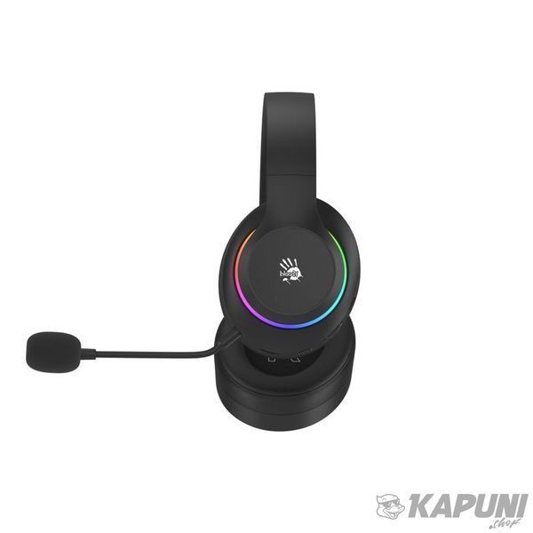 Игровые беспроводные наушники с микрофоном, RGB подсветка, Bluetooth+2.4GHz+3.5 jack Bloody GR520 (Black) фото