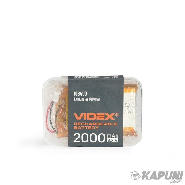 Аккумулятор VIDEX Li-pol 2000mAh 1 шт., 3.7 V, 2000 мА&middot;год VLF-B103450-20 28692 фото