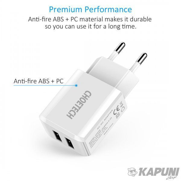 Сетевое зарядное устройство Choetech 2A 2USB White (C0030EU-WH) C0030EU-WH фото