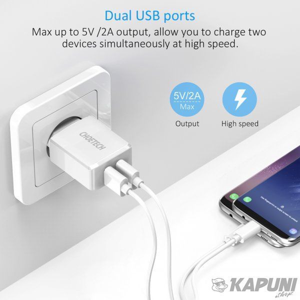 Сетевое зарядное устройство Choetech 2A 2USB White (C0030EU-WH) C0030EU-WH фото