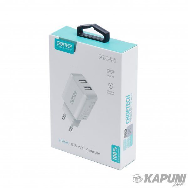 Сетевое зарядное устройство Choetech 2A 2USB White (C0030EU-WH) C0030EU-WH фото