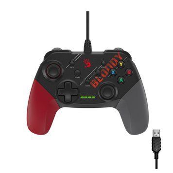 Дротовий ігровий геймпад USB інтерфейс, чорно-червоний Bloody GP30 (Sports Red) фото
