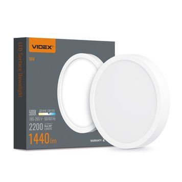 LED Світильник круглий накладний VIDEX 18W 5000K White VL-DLRS-185 24626 фото