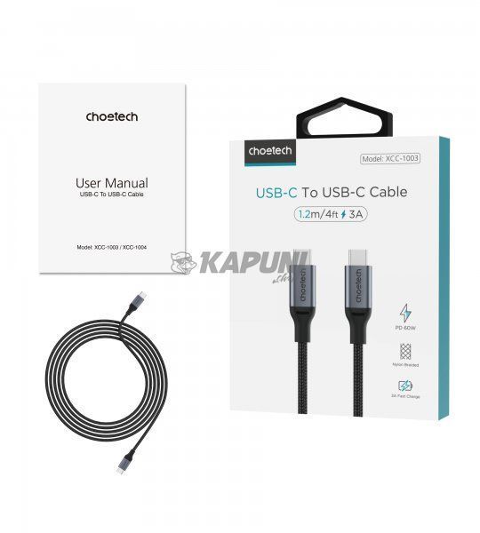 Кабель USB 2.0 C-тато/C-тато, 60 ватт, 1,2 м, преміум, XCC-1003-BK XCC-1003-BK фото
