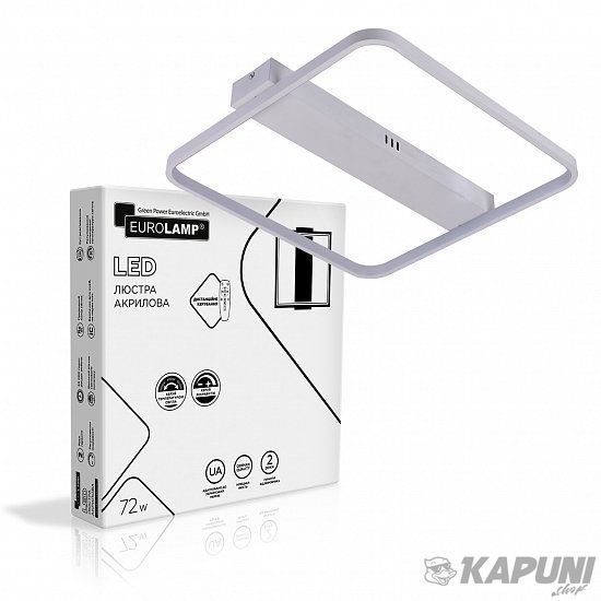 LED Люстра акрилова квадратна A43 72W 3000-6500K біла EUROLAMP LED-LS-72-A43(white) фото