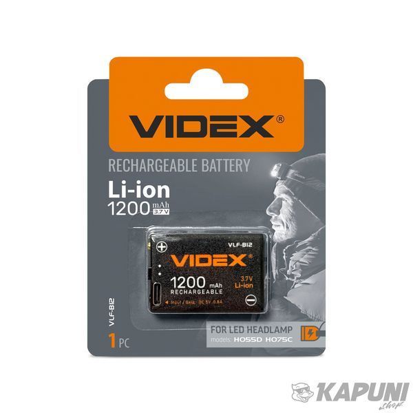 Аккумулятор VIDEX Li-ion (защита) 1200mAh 1 шт. BLISTER, 3.7 V, 1200 мА&middot;год VLF-B12 27219 фото