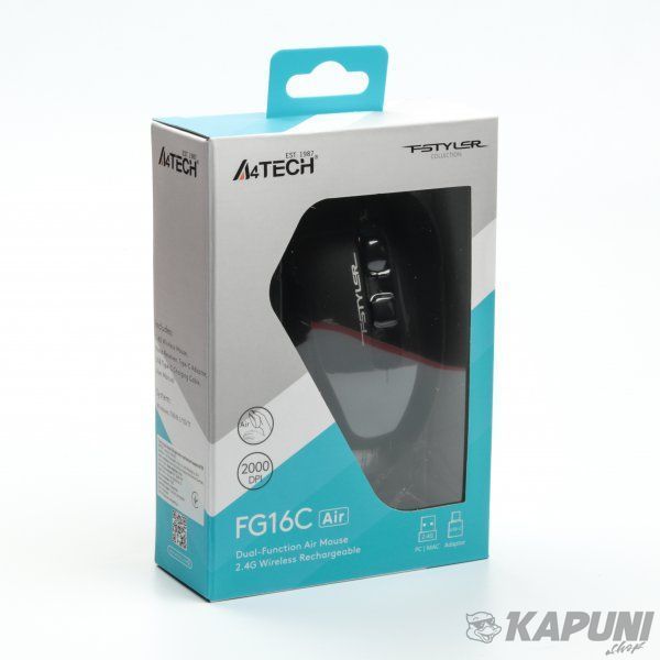Мышь беспроводная Fstyler, USB, 2000 dpi, черный A4Tech FG16C Air (Black) FG16C Air (Black) фото