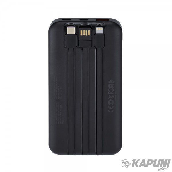 Повербанк RIVACASE 10000 mA, QC/PD 22,5 Вт, 3 встроенных кабеля, черный RIVAPOWER VA2211 (Black) RIVAPOWER VA2211 (Black) фото