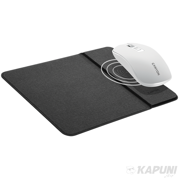 CANYON MP-W5, Mouse Mat with wireless charger, Input 5V/2A,9V2A Output 5W/7.5W/10W, 324*244*6mm, USB Type C cable length 1m, Black, 220g CNS-CMPW5 фото