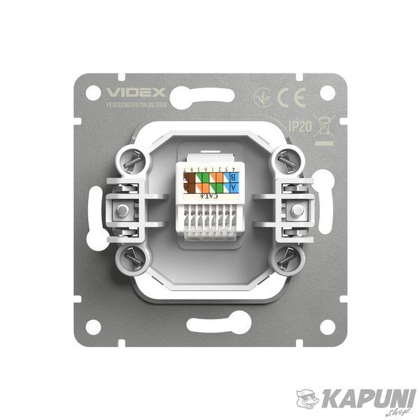 Розетка CAT6e одинарная комп'ютерна мокко VIDEX NOTA, IP20 VF-NT-SK1PC6-BR 28895 фото