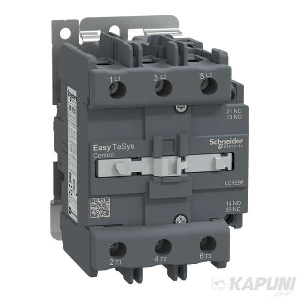 Контактор Schneider Electric триполюсний EasyTeSys 95 А категорія застосування для електродвигунів 220 В змінного струму 50 гц LC1E95M5 LC1E95M5 фото