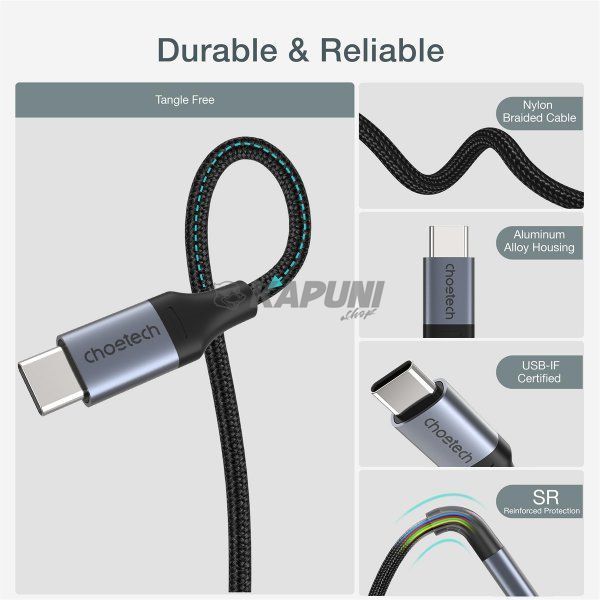 Кабель USB 2.0 C-тато/C-тато, 60 ватт, 1,2 м, преміум, XCC-1003-BK XCC-1003-BK фото