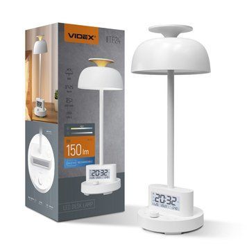 LED лампа настiльна с акумулятором VIDEX 8W 4000K+RGB White VL-TF24W 29249 фото