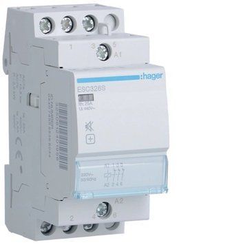 Контактор бесшумный Hager ESC326S 25A, 3НЗ, 230В ESC326S фото