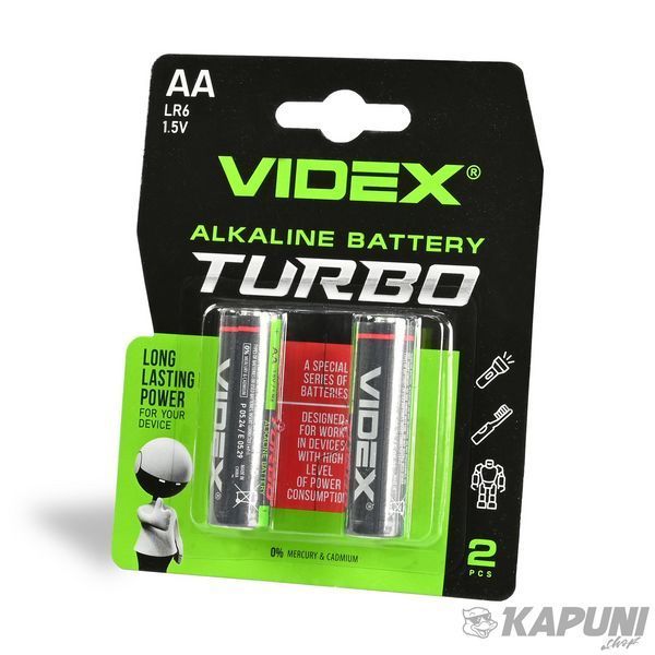 Батарейка лужна VIDEX LR6/AA Turbo 2 шт. BLISTER, 1.5 V, 2800 мА&middot;год LR6T/AA 2B 24238 фото