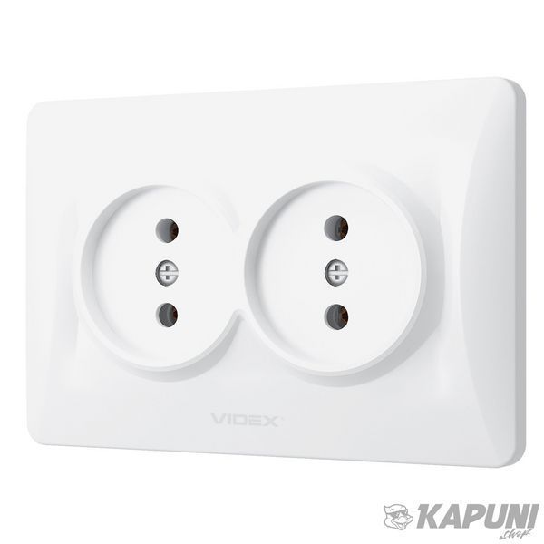Розетка подвійна біла VIDEX BINERA, 250 V, IP20 VF-BNSK2-W 24433 фото