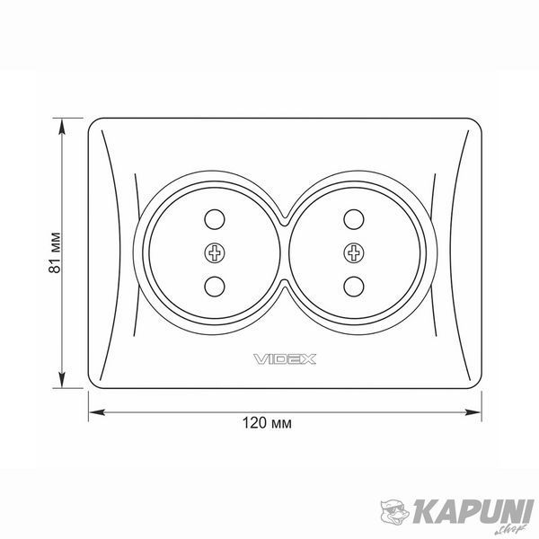 Розетка подвійна біла VIDEX BINERA, 250 V, IP20 VF-BNSK2-W 24433 фото