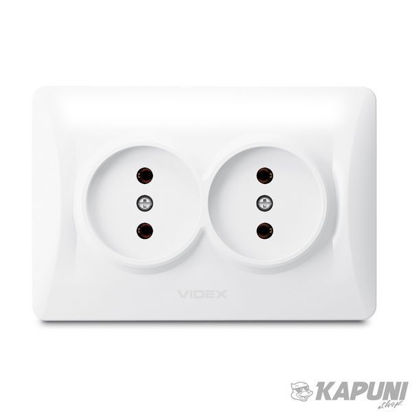 Розетка подвійна біла VIDEX BINERA, 250 V, IP20 VF-BNSK2-W 24433 фото
