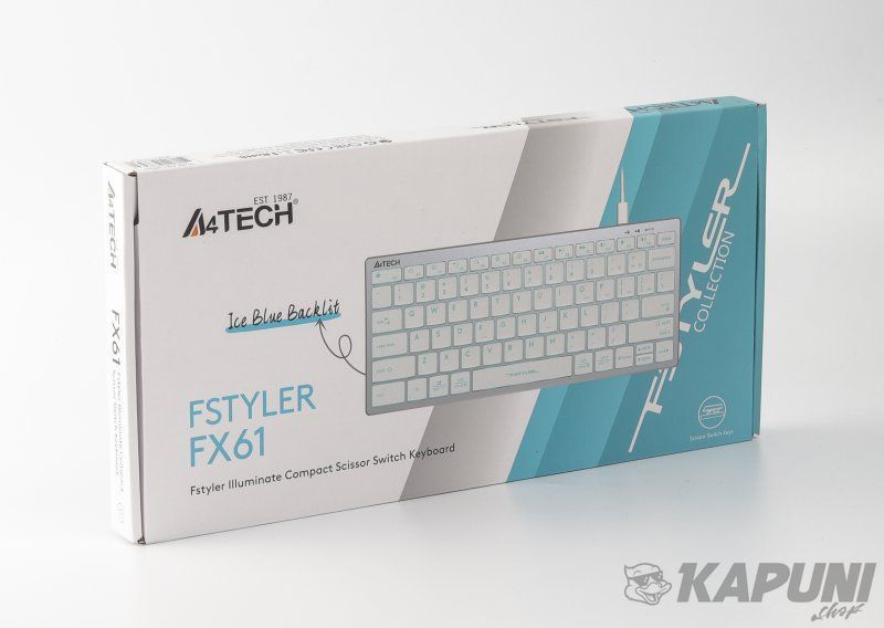 Клавіатура з ножичним перемикачем Fstyler, USB, блакитне підсвічування A4Tech FX61 USB (White) FX61 USB (White) фото