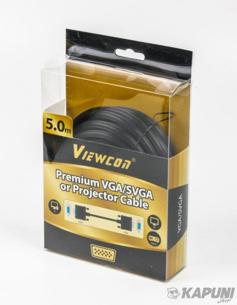 Кабель premium в блістері VGA, 3+9C HD15M, подвійне екранування, 2 ферити, 5 м Viewcon VC-VGA-015-5m VC-VGA-015-5m фото