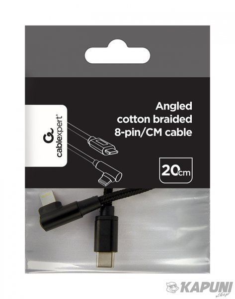 Кабель кутовий USB 2.0 Cablexpert C-тато/Lightning, 0.2 м CC-USB2-CMLML-0.2M CC-USB2-CMLML-0.2M фото