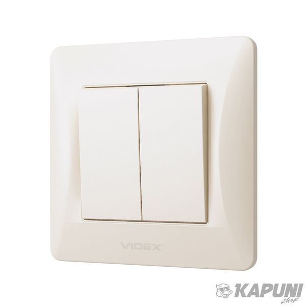 Выключатель двухклавишный кремовий VIDEX BINERA, 250 V, IP20 VF-BNSW2-CR 24681 фото