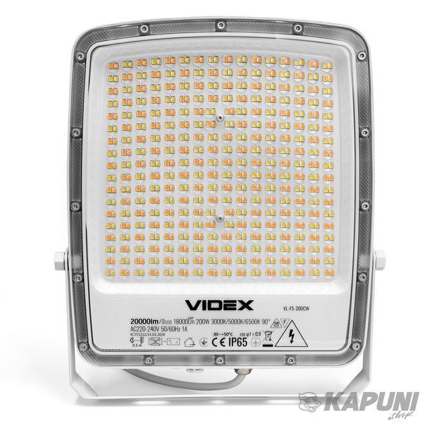 LED прожектор VIDEX F5 200W 3000-5000-6500K 230V White VL-F5-200CW 29257 фото