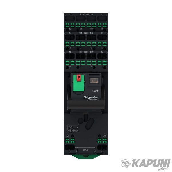 Миниатюрное предварительно собранное электромеханическое реле Harmony RXM с Push-in клеммами, 12A, 2CO, с LED, блокируемая кнопка тестирования ~230В Schneider Electric RXM2AB2P7PVP фото
