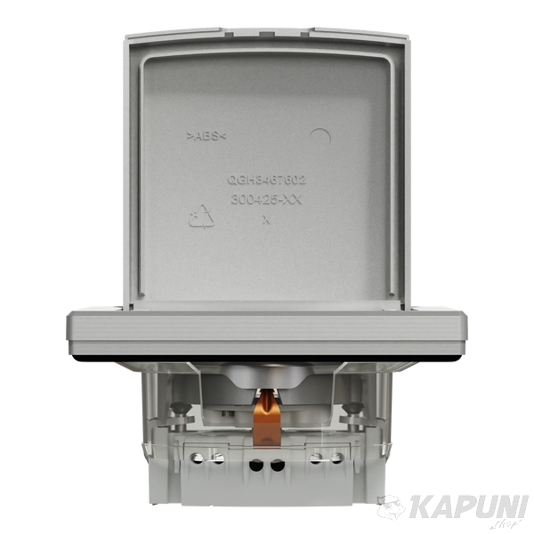 Розетка Schneider Electric Asfora з кришкою з заземленням з захисними шторками IP44 алюміній EPH3100361 EPH3100361 фото