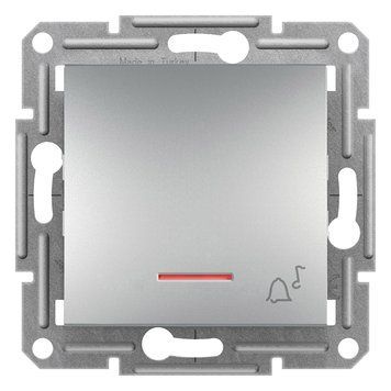 Кнопочный выключатель Schneider Electric Asfora с символом "Звонок" с подсветкой алюминий EPH1700161 EPH1700161 фото
