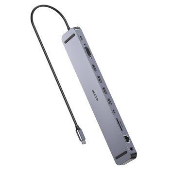 Док станция USB-C 11-в-1 (HDMI/VGA/LAN/картридер/USB-A/USB-C/Audio), алюминий Choetech HUB-M20-GY HUB-M20-GY фото