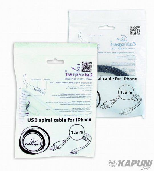 Кабель спіральний USB 2.0 AM-тато/Lightning, 1.5 м, CC-LMAM-1.5M-W CC-LMAM-1.5M-W фото