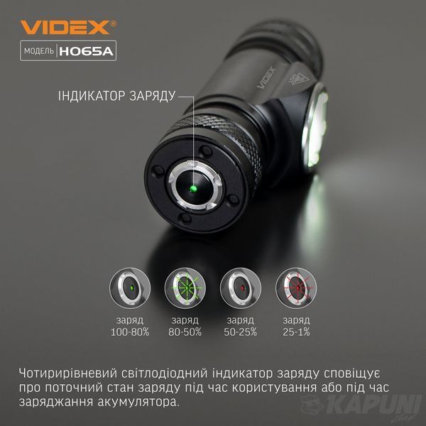 Налобний світлодіодний ліхтарик VIDEX 1200Lm 5000K VLF-H065A 27213 фото