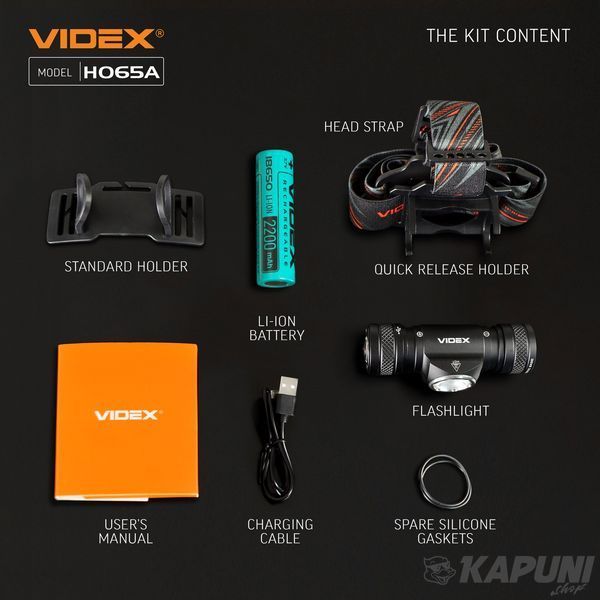 Налобний світлодіодний ліхтарик VIDEX 1200Lm 5000K VLF-H065A 27213 фото