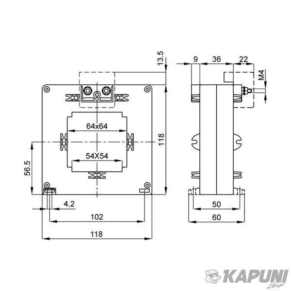 Измерительный трансформатор тока FRER TAT064 400 А 64&times;54 400/1 TAT064400X01 TAT064400X01 фото