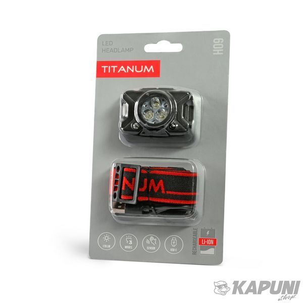 Налобний світлодіодний фонарик TITANUM 170Lm, 8500K, Li-ion 400mAh встроенный TLF-H09 28660 фото