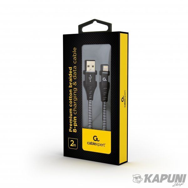 Кабель USB 2.0 А-тато/Lightning, 2 м, преміум, 2.1 А, CC-USB2B-AMLM-2M-BW CC-USB2B-AMLM-2M-BW фото