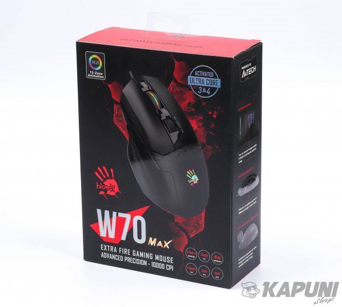 Игровая мышь Bloody Activated, RGB, 10000 CPI, 50M нажатий, черный W70 Max Bloody (Stone black) W70 Max Bloody (Stone black) фото